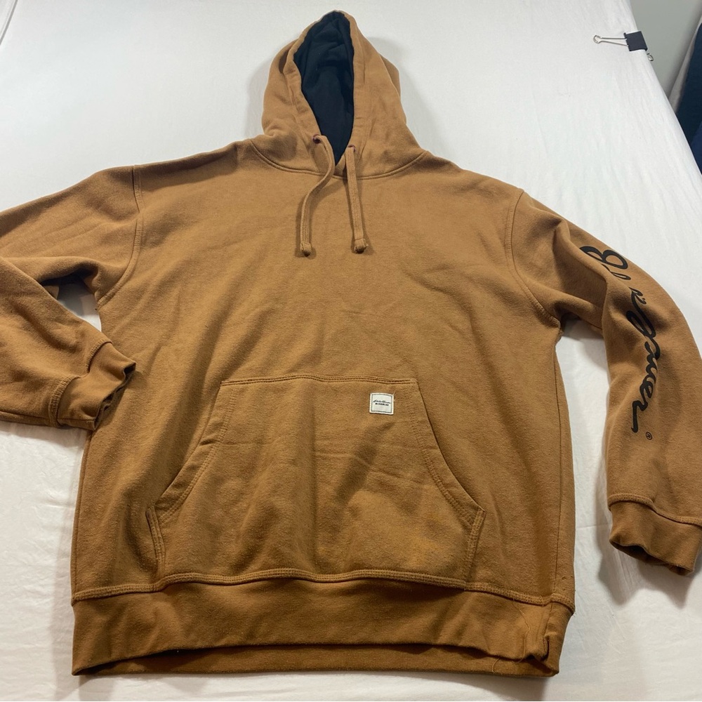 Eddie Bauer Hoodie sweatshirt Men’s large brown kangaroo pockets thick cotton